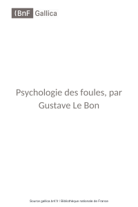 LE BON Gustave - Psychologie des foules (2e Edition) (1896)