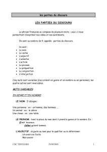 Grammaire Fran&ccedil;aise : Parties du Discours et Noms