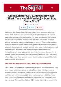 Green Lobster CBD Gummies Reviews, Price, Benefits And How To Buy?
