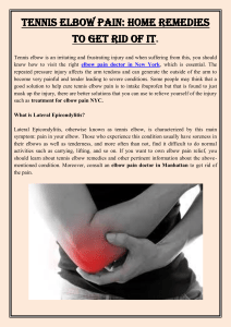 Tennis Elbow Pain Home Remedies To Get Rid Of It
