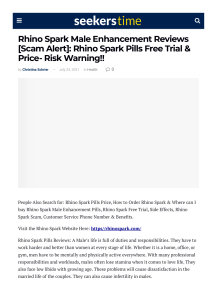 Rhino Spark [Scam Or Legit] Rhino Spark Male Enhancement Pills Reviews and Price
