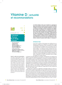 Vitamine D -   Actualité et recommandations