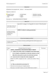 Conjugaison Indicatif Pr&eacute;sent : Fiche de Pr&eacute;paration