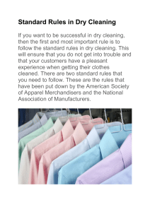 Standard Rules in Dry Cleaning