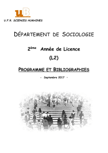 Programme L2 Sociologie - Cours et Bibliographies