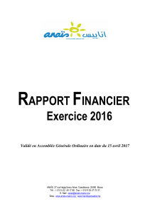 Rapport Financier Exercice 2016