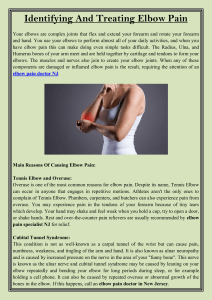 Identifying And Treating Elbow Pain