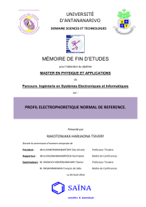 PROFIL ELECTROPHORETIQUE NORMAL DE REFERENCE.