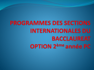 PROGRAMMES DES SECTIONS INTERNATIONALES DU BACCLAUREAT