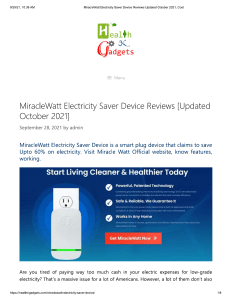MiracleWatt Electricity Saver Device
