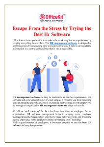 Escape From the Stress by Trying the Best Hr Software