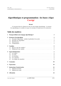 algo1-apad-2012-s1-cours  Algo-corrige