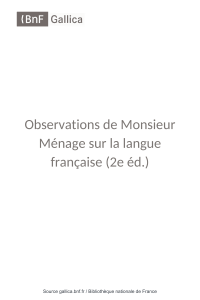 Observations de Monsieur Ménage sur la langue française
