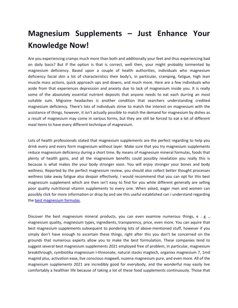 Best Magnesium Supplements