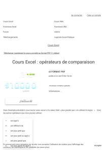 Cours Excel   opérateurs de comparaison