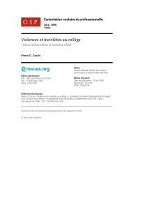 2006 Violence et incivilités au collège, regards croisés 