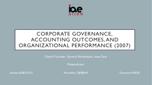 Corporate Governance,Accounting Outcomes, and Organizational Performance (2007)