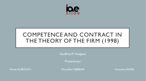Competence and contract in the theory of the firm