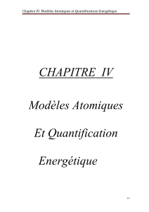 CHIMIE- COURS 4- Modéles Atomiques et Quantifications Energétique