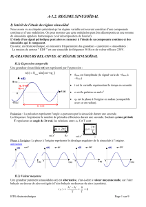 R&eacute;gime sinuso&iuml;dal : Cours d'&eacute;lectrotechnique