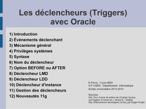 Les déclencheurs (Triggers) avec Oracle