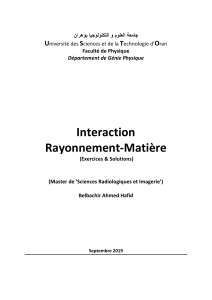 Exercices résolus sur Interaction Rayonnement-Matière