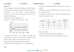 Série d'exercices N°4 - Chimie Esterification - Bac Mathématiques (2013-2014) Mr Barhoumi Ezzedine