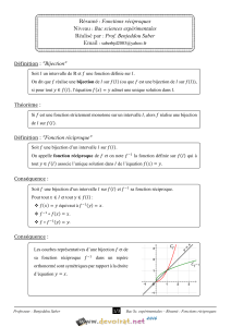 Cours - Math Résumé - Tome I - CH 04 - Fonctions réciproques - Bac Sciences expérimentales - Bac Sciences exp (2016-2017) Mr Benjeddou Saber
