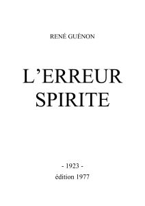 erreur spirite  rene-guenon 1923 edition-1977 bw