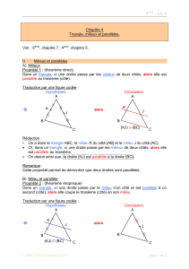 Cours 4ème - Triangles, milieux et parallèles