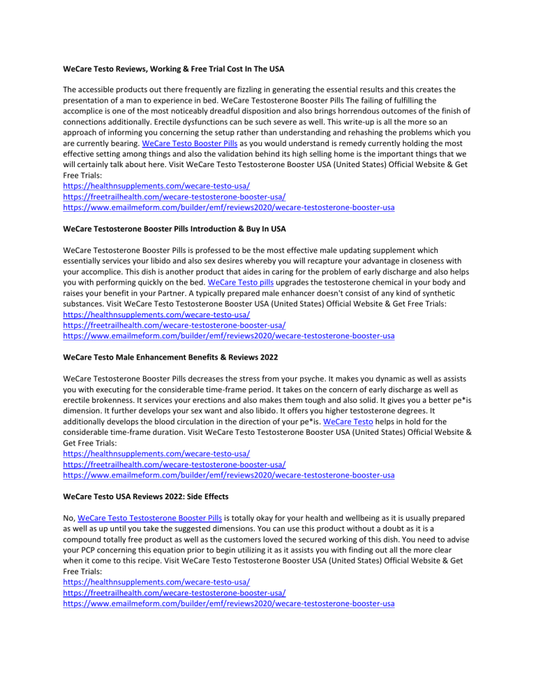 WeCare Testosterone Booster Pills Introduction & Buy In USA