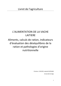 Cuvelier C & Dufrasne I Livret alimentation des VL 2 Aliments et calculs