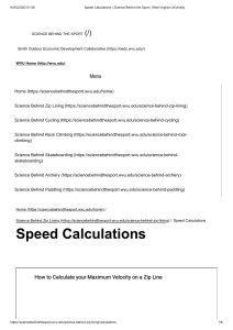 Speed Calculations   Science Behind the Sport   West Virginia University