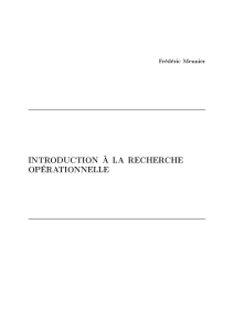 Recherche Op&eacute;rationnelle : Introduction et Fondements
