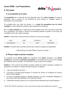 Cours CRPE : Les Propositions - Grammaire Fran&ccedil;aise