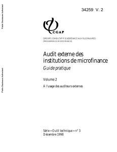 Audit externe des institutions de microfinance : Guide pratique