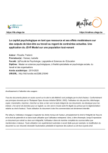 Capital psychologique et bien-&ecirc;tre au travail : m&eacute;moire de Master