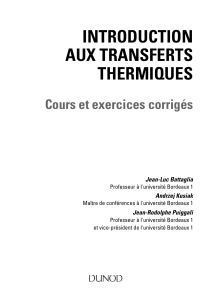 Transferts Thermiques : Cours et Exercices Corrig&eacute;s