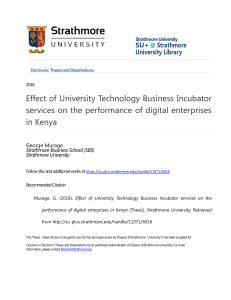 Effect of University Technology Business Incubator services on the performance of digital enterprises in Kenya