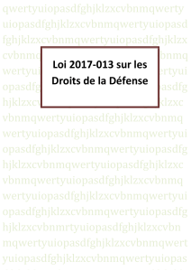 Loi 2017-013 droit de la défense