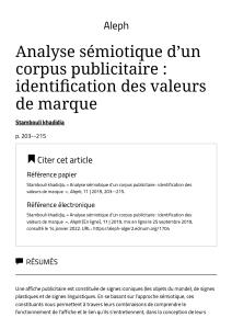 Analyse sémiotique d’un corpus publicitaire   identification des valeurs de marque – Aleph
