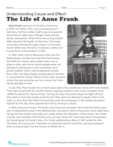 THE LIFE OF ANNE FRANK - CAUSE AND EFFECT