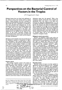 Perspectives on the bacterial control of vectors in the tropics -1992