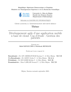 D&eacute;veloppement Agile d'Application Mobile Cloud : Gestion Patients
