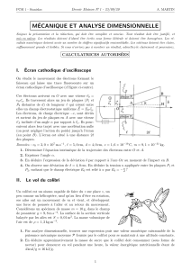 Devoir M&eacute;canique & Analyse Dimensionnelle - PCSI 1 Stanislas