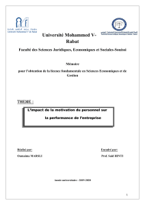 Motivation du personnel & Performance: &Eacute;tude de cas