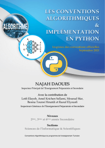 Convention Algorithmiques Tunisie et Implémentation en PYTHON (Programme Tunisien)