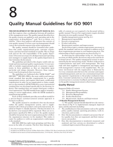 Chapter 8—Quality Manual Guidelines for ISO 9001