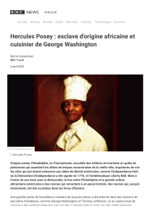 Hercules Posey   esclave d'origine africaine et cuisinier de George Washington - BBC News Afrique