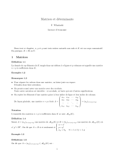 Matrices et determinants Introduction Support